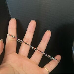 Sterling silver dainty multi crystal anklet bracelet